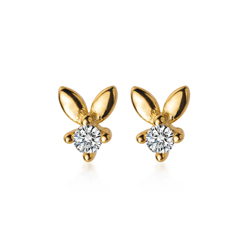gold S925 Серебряные серьги для ногтей Женская Корейская версия простой Кролик Мини девушка сердце маленькие свежие серьги ювелирные изделия - Окраска металла: gold