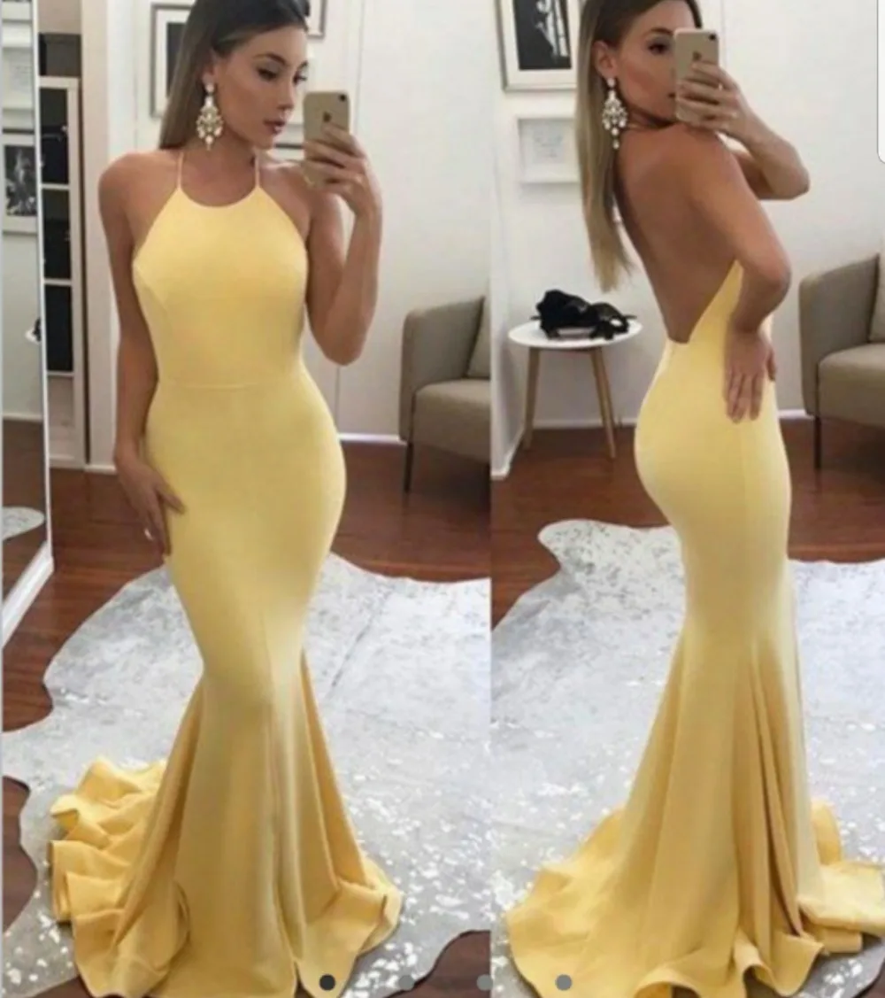 Vestido de festa/Вечерние платья русалки с лямкой на шее вечернее платье Новое