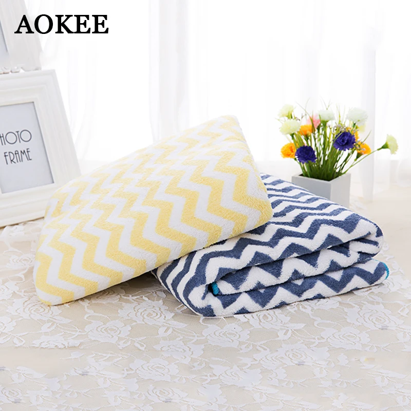 75*150 см микрофибра банное полотенце толстое махровое впитывающее в полоску