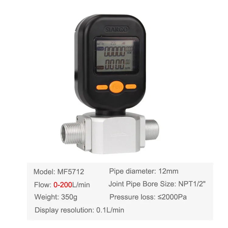 MF5706(0-10L/25L) расходомеры газа MF5712(0-200L) Цифровые расходомеры сжатого воздуха цифровой дисплей тестер расходомер - Цвет: MF5712(0-200L)