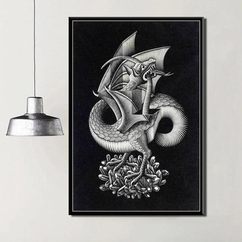 P519 Escher Surreal геометрическое Искусство Современная Абстрактная живопись Шелковый