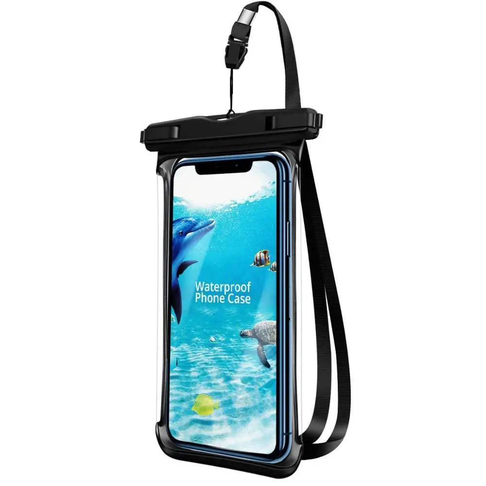ANMONE Waterproof Smartphone Case Full View Underwater Pouch Transparent Dry Bags Swimming Diving Hiking Water Proof Covers - Цвет: Black