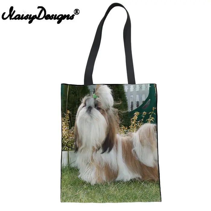 LMF3512Z22 Бесшумная дизайнерская женская сумка для покупок Shih Tzu Dog с принтом, женская сумка-тоут, сумочка для покупок, женская сумка через плечо, Kawaii, школьные сумки для детей - Цвет: LMF3512Z22