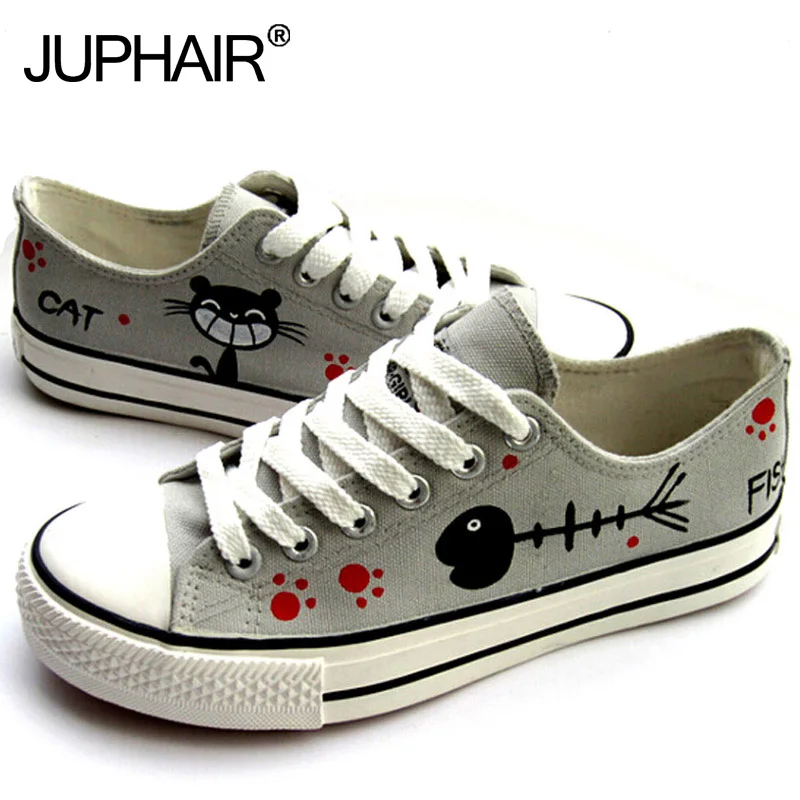 Женские парусиновые туфли с мультяшным принтом высокие модные для мальчиков