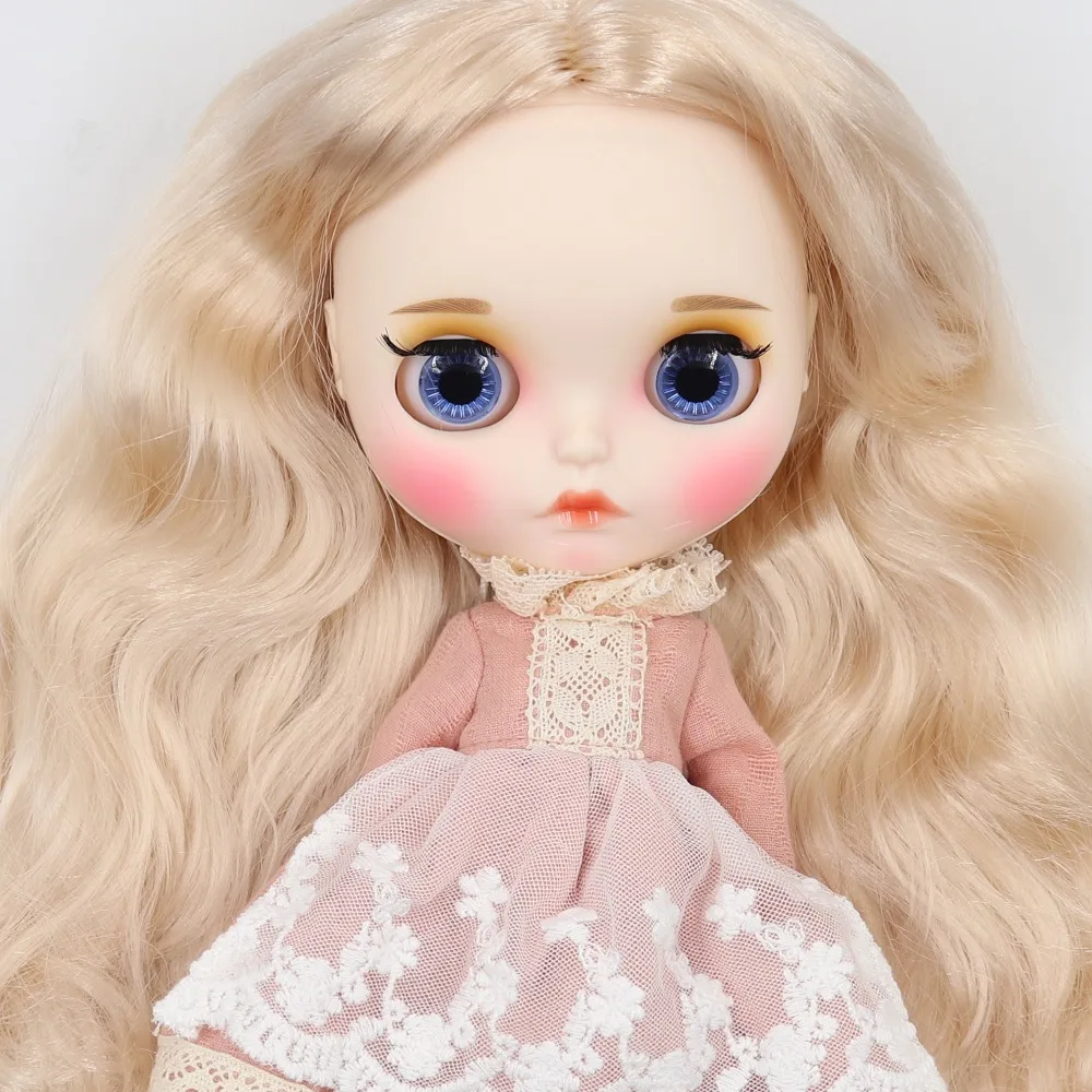 Фабрика blyth кукла 1/6 bjd белая кожа тела, новое матовое лицо резные губы с бровью индивидуальные лица, BL3139 светлые волосы