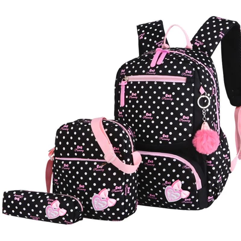 Модные школьные ранцы в горошек 3 шт./компл., рюкзак, Сверхлегкий школьный ранец, Детские рюкзаки для девочек, сумки для начальной школы, Mochila
