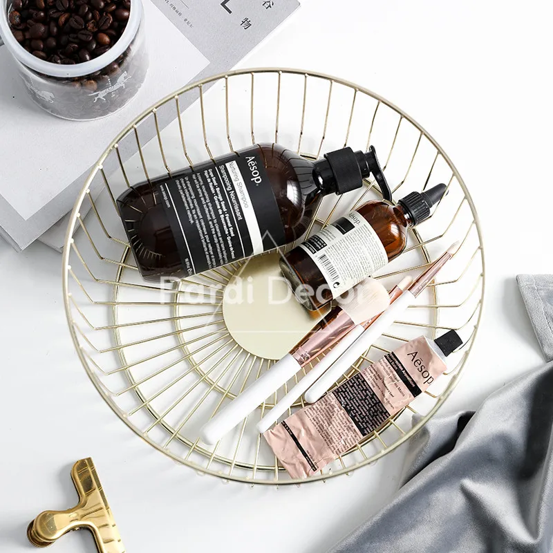 Позолоченная железная корзина для фруктов простого дизайна домашняя хранения