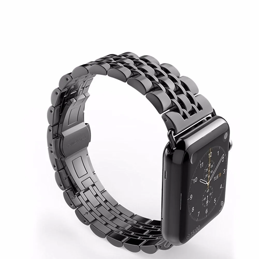 Браслет звеньевой для apple watch band 44 мм 38 ремешок iwatch 42 40 с застежкой бабочкой 5 4/3|strap