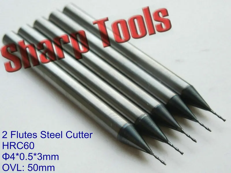 Спиральный Фрезерный резак из карбида вольфрама с 2 канавками 4*0 5*3 мм HRC60