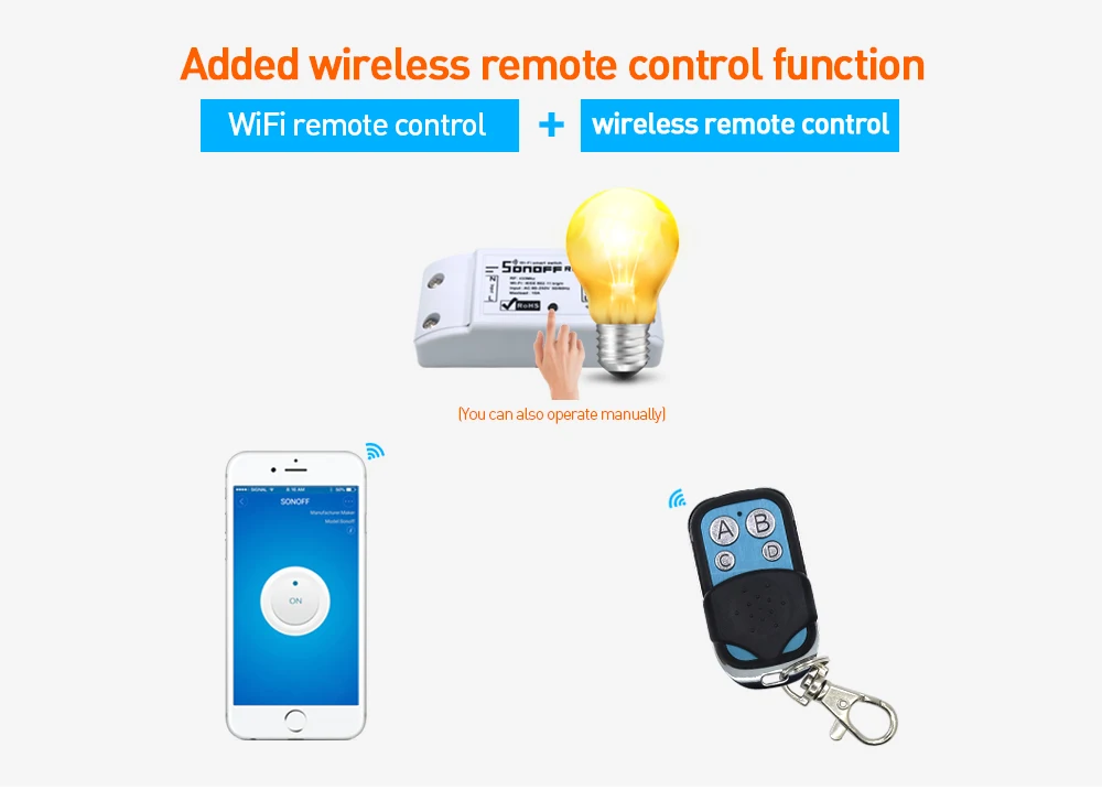 SONOFF RF беспроводной Wi-Fi переключатель Автоматизация релейный модуль Таймер 433 МГц 220 В 10 А для смартфонов дистанционное управление IOS Android