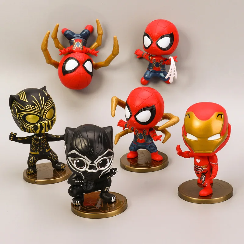 6 шт./партия Marvel Человек паук Черная пантера дисплей Модель игрушки 10 см экшн