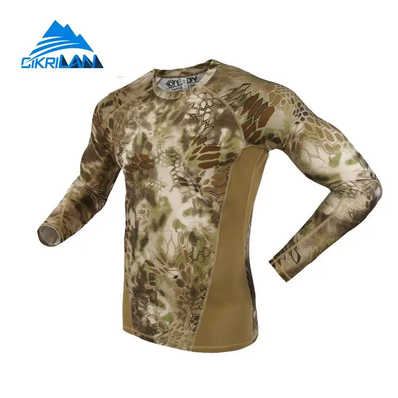 Мужская камуфляжная быстросохнущая тактическая футболка с длинными рукавами