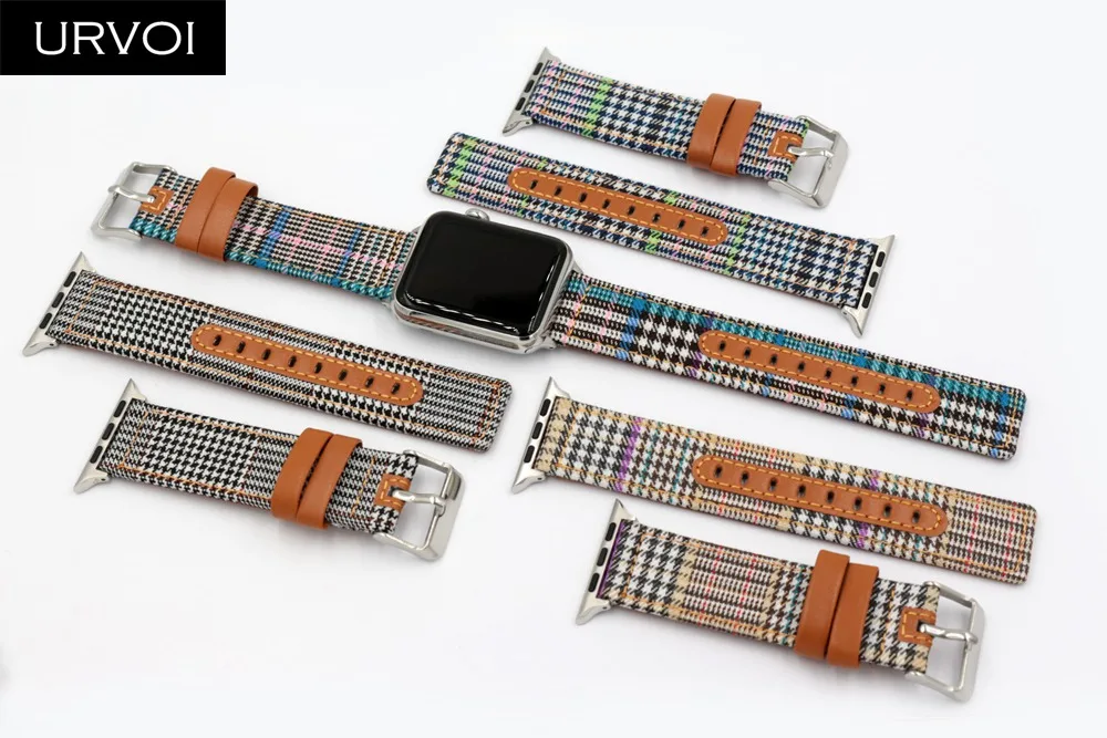 Тканевый ремешок URVOI для apple watch series 6 SE 5 4 3 2 1 браслет iwatch Холщовый с классической