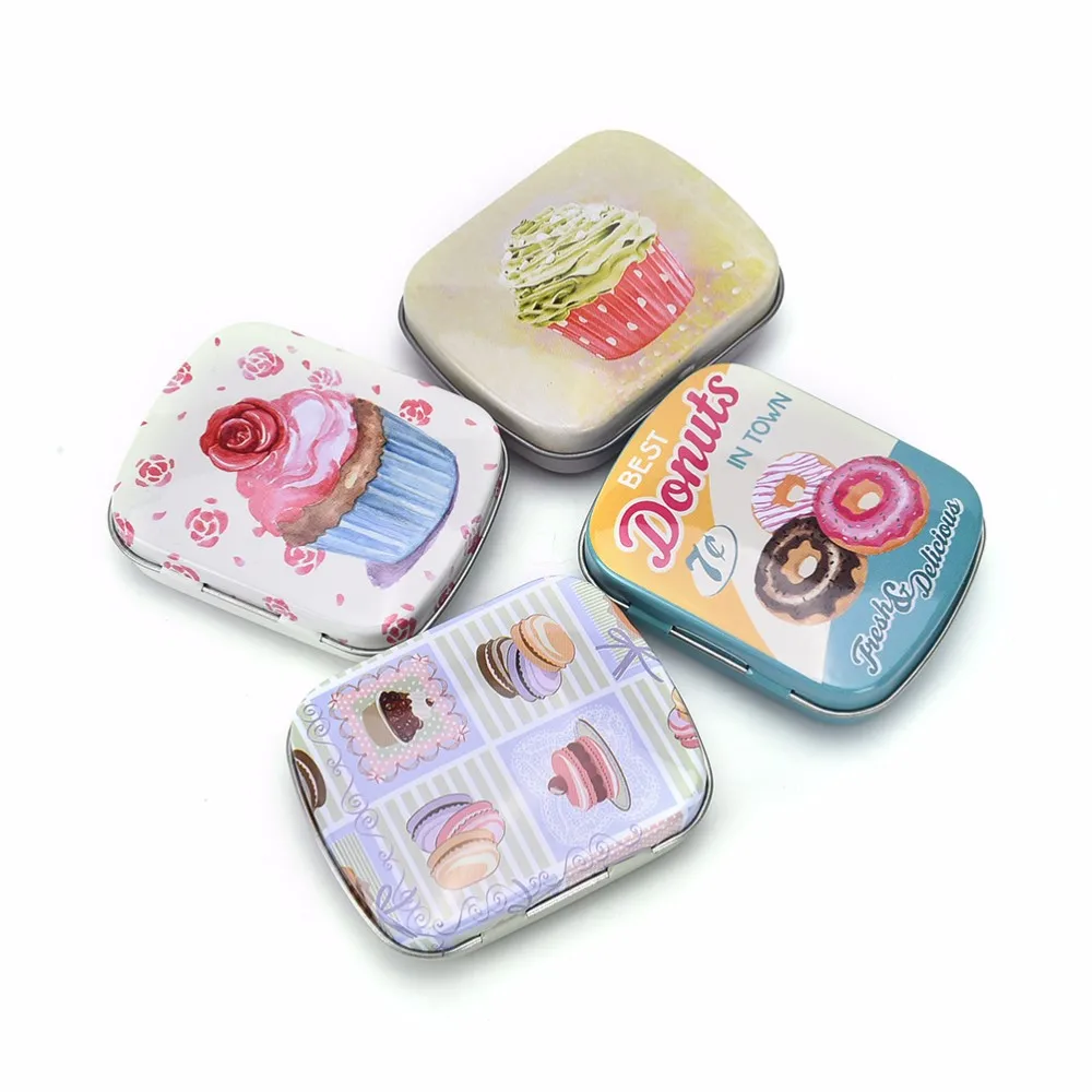 Портативный металлический квадратный Органайзер с цветочным принтом милый