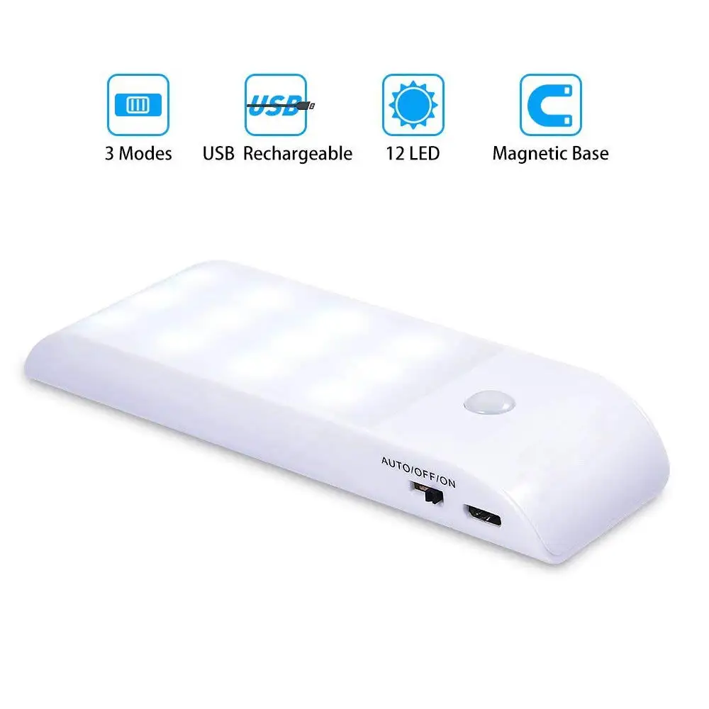 Светильник с датчиком движения USB Перезаряжаемый светильник 12 светодиодный