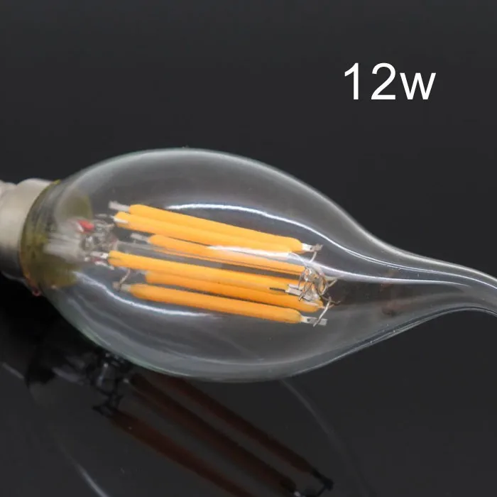 Edison с регулируемой яркостью C35L 4 Вт 8 Вт 12 Вт E14 Светодиодный светильник накаливания стеклянная лампа AC 220 В Ретро Свеча для люстры освещение 230 в 240 В