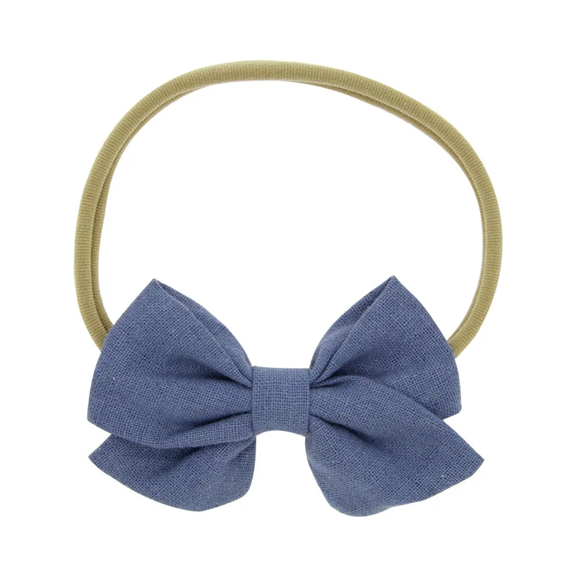 

4pcs/set Lovely Girls Elastic Nylon Headband with Solid Color Fabric Bow Hairband in Kids Hair Accessories Headdress