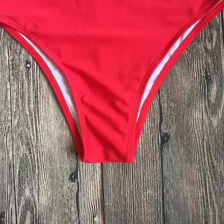 Женский купальник с глубоким v образным вырезом однотонный для плавания лета