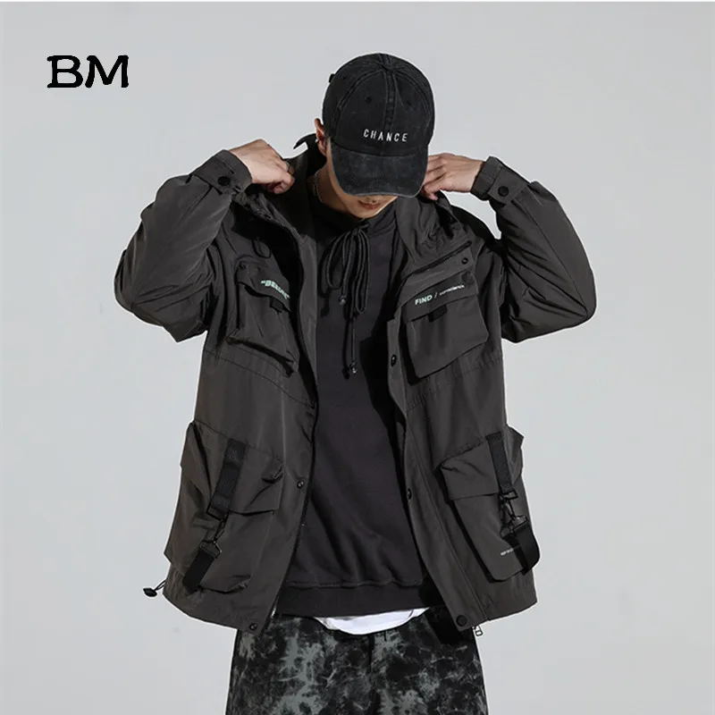 Куртка в уличном стиле Мужская хип хоп Черная Толстовка корейский стиль куртка