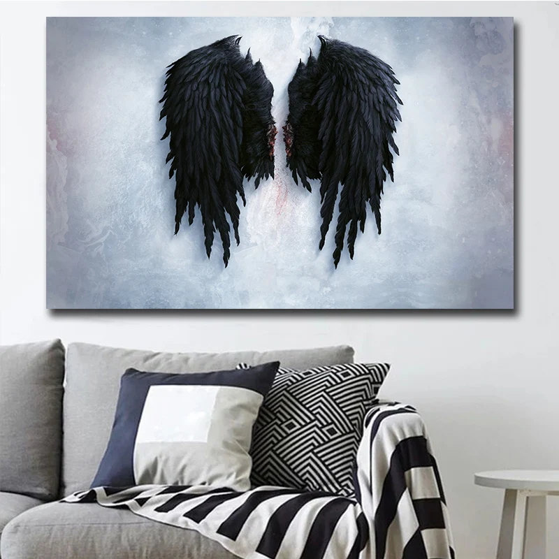 GOODECOR черные ангельские крылья, холст, живопись, большой размер, Настенная картина, художественная работа, украшение для дома, настенный плакат, принт, Cuadros Decoracion