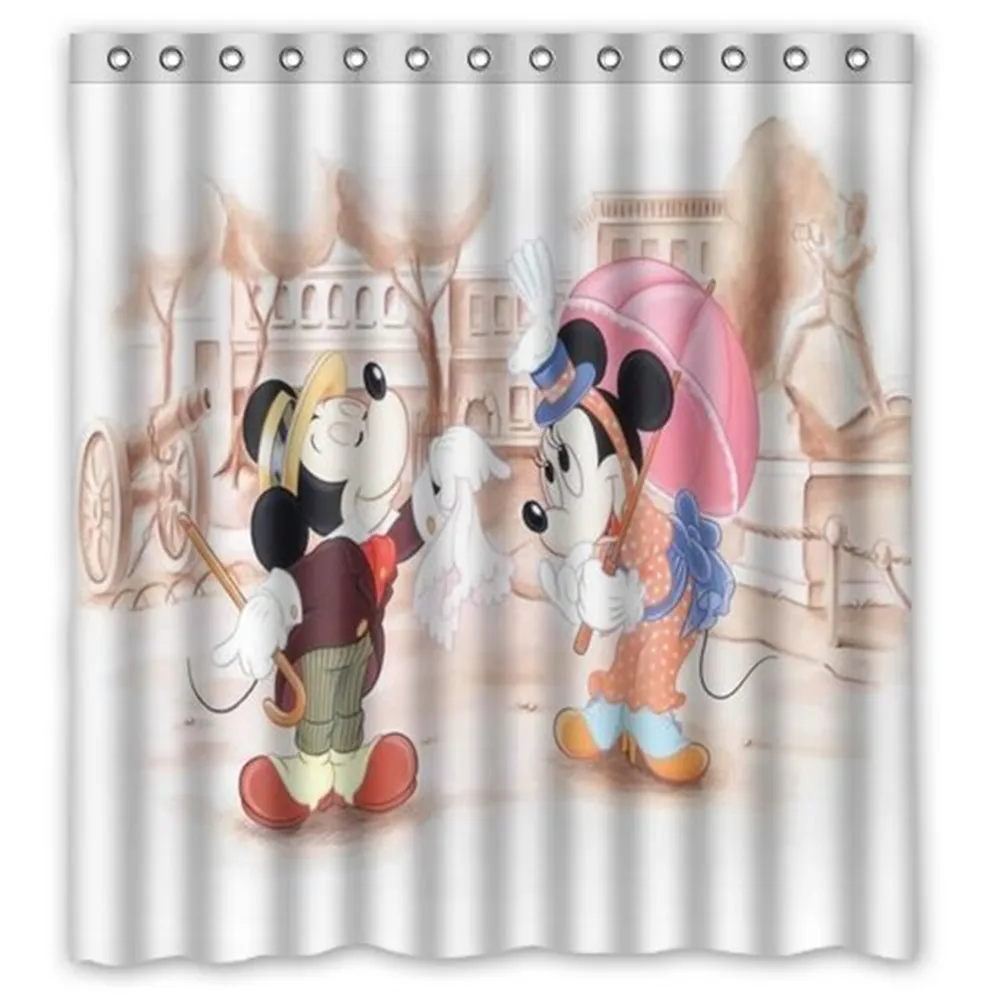 Пользовательские Микки Маус Водонепроницаемый полиэстер ткань Ванная комната