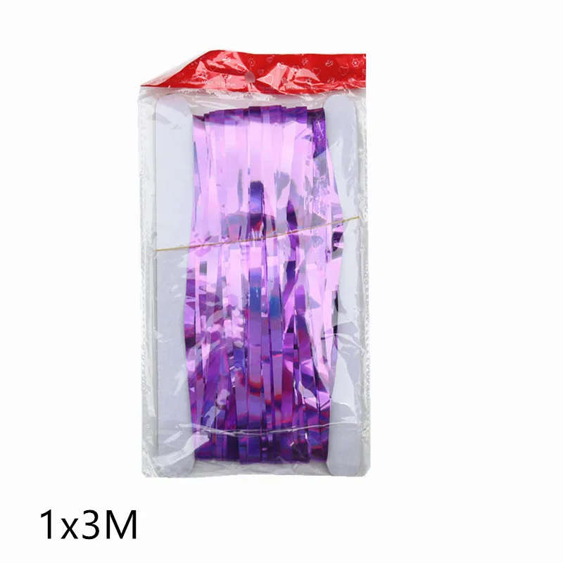 1x3m purple 2M 3M Gold Silver Metallic Foil Tinsel Fringe Curtain Birthday Party Decoration Wedding Photography Backdrop Curtain Photo Props - Цвет: 1x3m purple