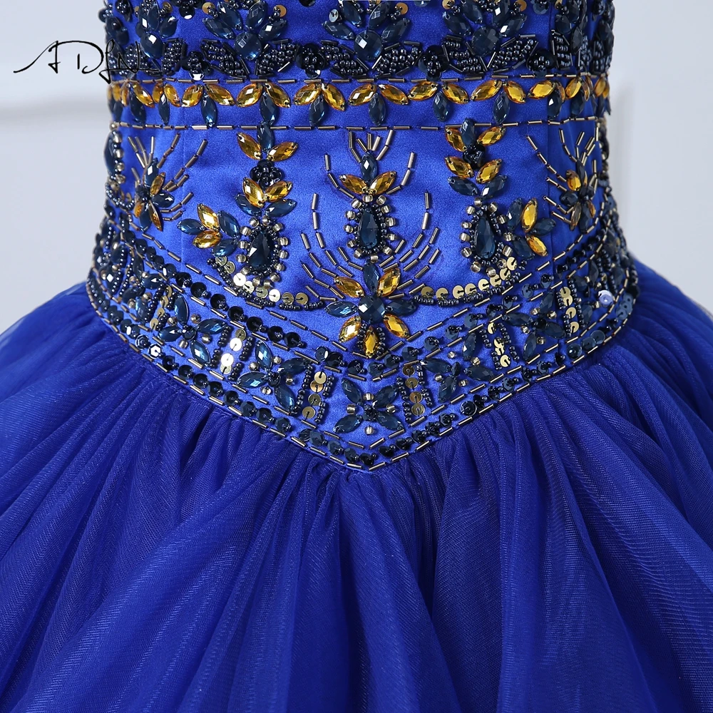 ADLN милый корсет королевский синий Quinceanera платья бальное платье Роскошные Стразы
