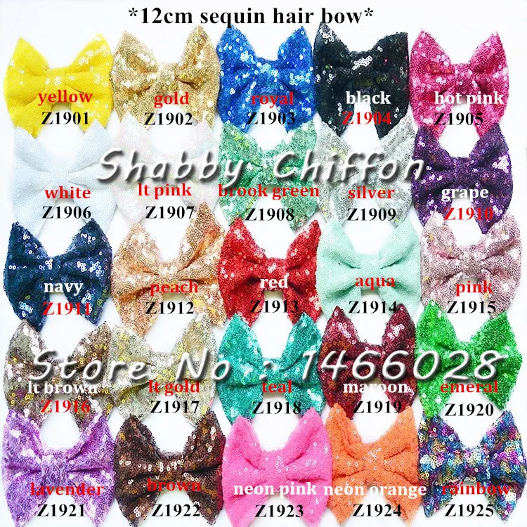 

50 pcs/lot , 12cm sequin bow , sequin chiffon bow for headband hair accessories