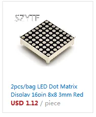 Светодиодный матричный дисплей 16pin 8x8 3 мм Красный общий катод общий анод для Arduiino AVR 1588BS/AS