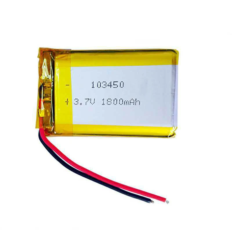 

2pcs/lot 103450 1800mAh 3.7V Rechargeable Lithium Polymer Batteries for MP3 GPS Speaker Digital Products