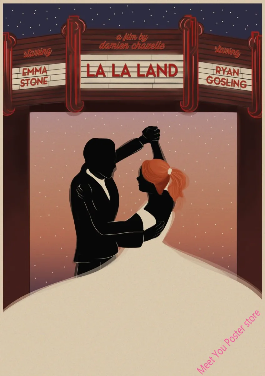 Ретро-плакат LA LAND, кинопостеры, крафт-бумага, принты, наклейки на стену, для бара, кафе, домашнего декора, для домашнего творчества, бренд A2