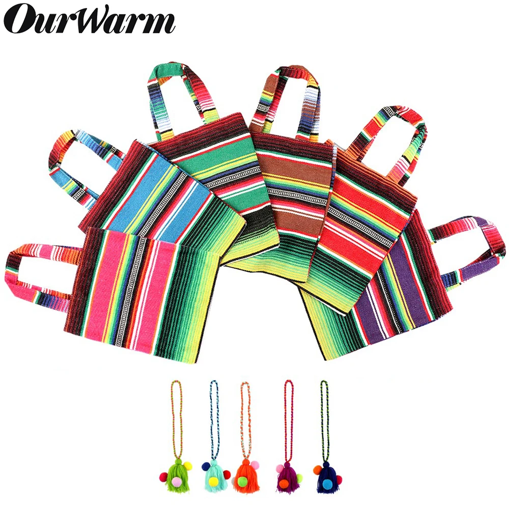 OurWarm/6 шт. экзотические мексиканские вечерние сумки в разноцветную полоску с
