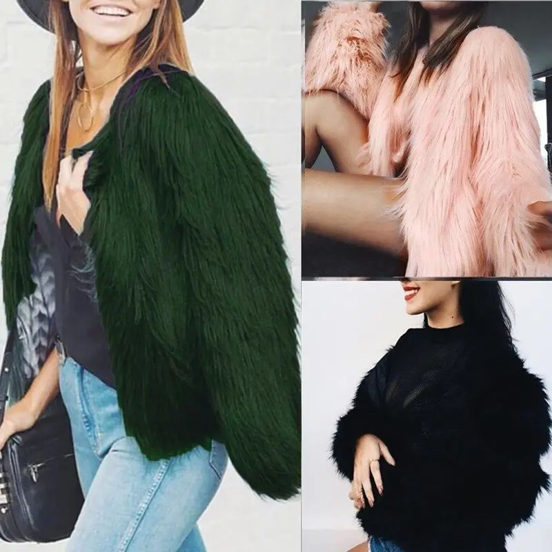 Новое модное женское короткое пальто из искусственного меха зимняя теплая