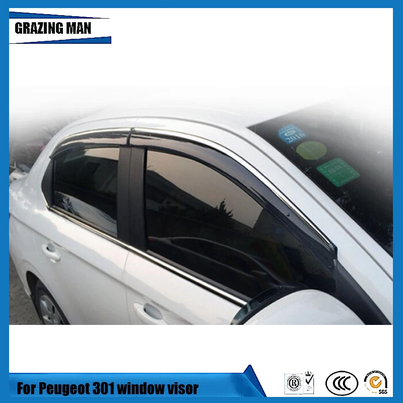 

Sun visor Car accessories Window Visor Vent Shades Sun Rain Deflector Guard 4PCS/SET for Peugeot 301