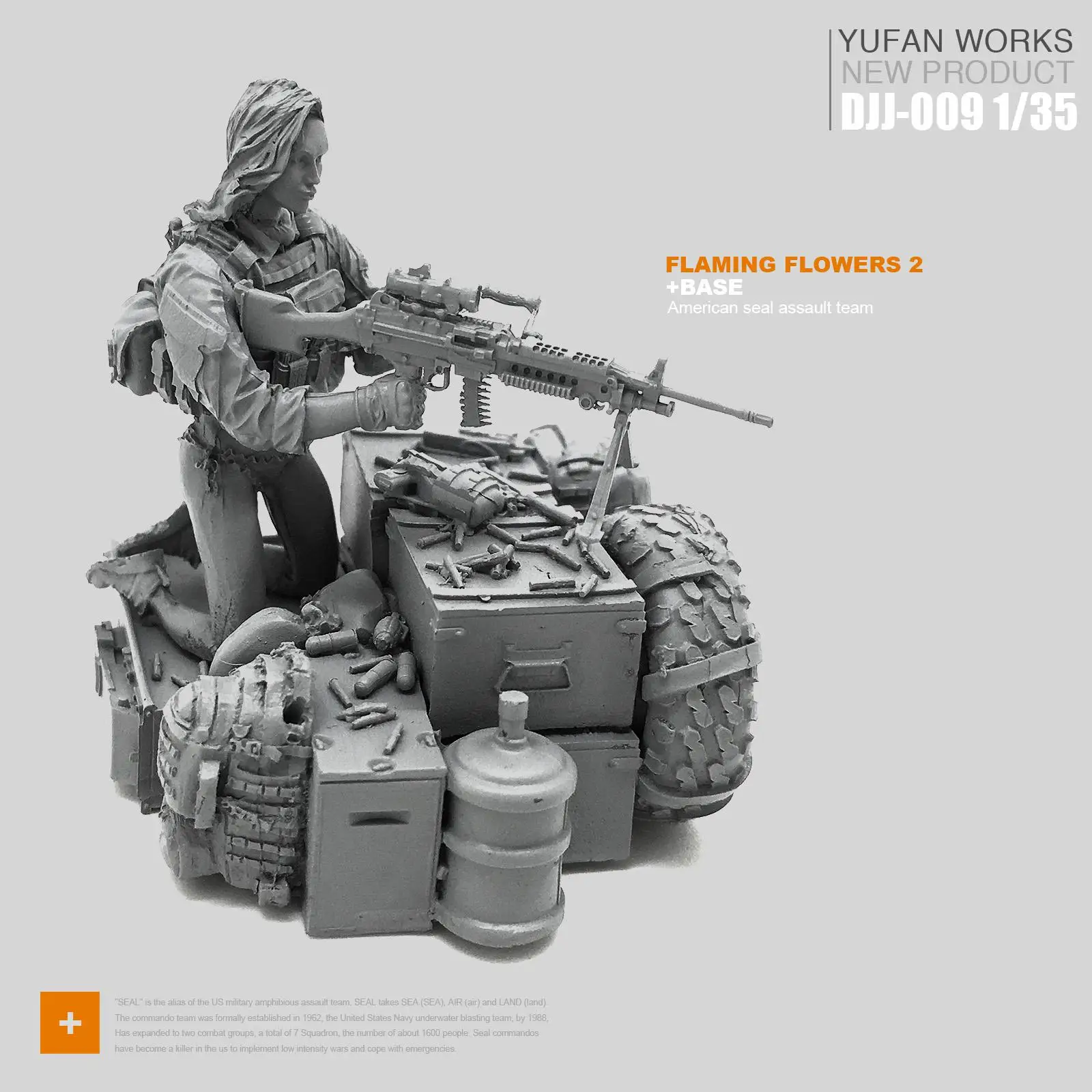 Модель Yufan 1/35, фигурка из смолы, Женский солдат, котики, серия Laura, красота плюс, Djj-09 на платформе - Цвет: Серый