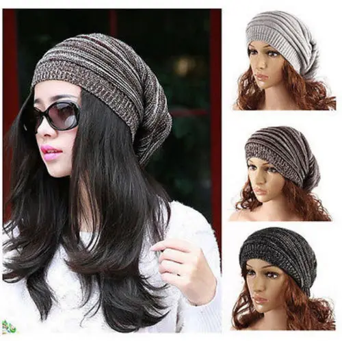 Вязаная шапка для мужчин и женщин зимняя большая мешковатая Лыжная Кепка