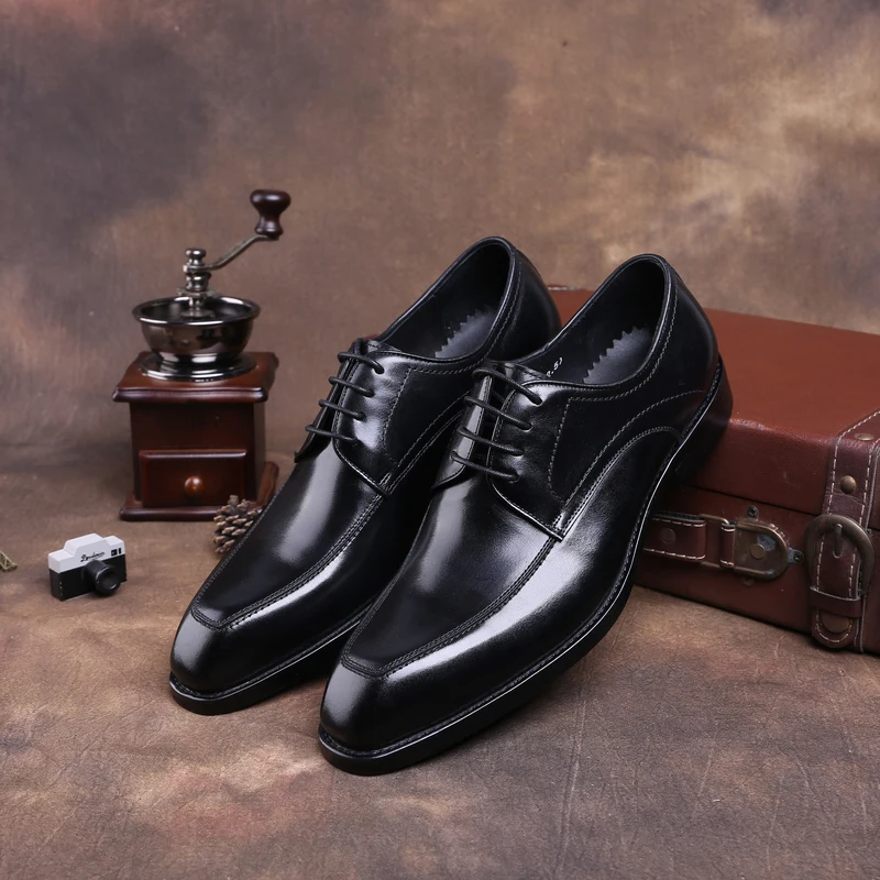 Модные черные/коричневые мужские деловые туфли классические Goodyear рант дерби