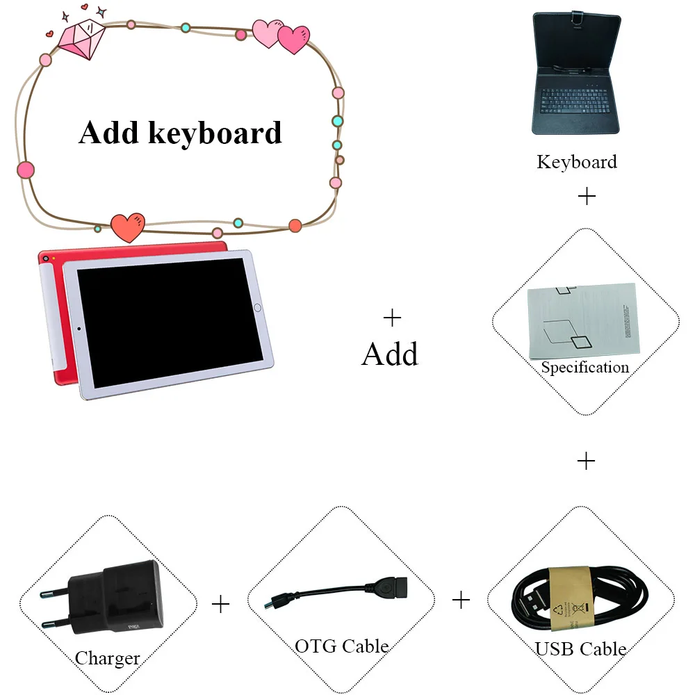 Add Keyboard ANRY 3g планшет с функцией звонка MTK6582 четырехъядерный процессор Android Планшеты 4 ГБ ОЗУ 32 Гб ПЗУ 10," 1280x800 Дисплей PC Tab Dual SIM - Комплект: Add Keyboard