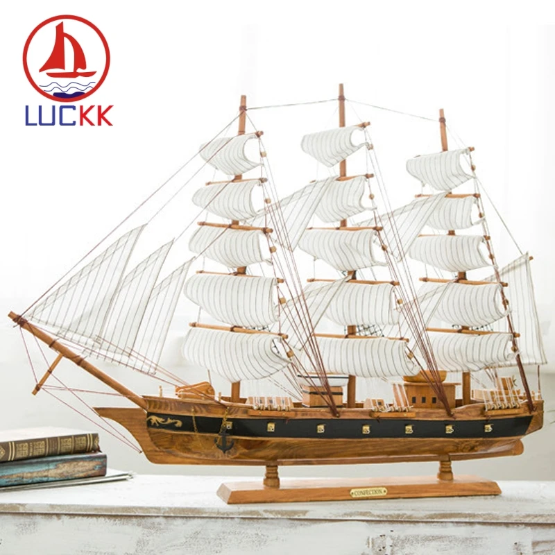 Деревянная модель корабля в винтажном стиле 80 см|Статуэтки и миниатюры| |