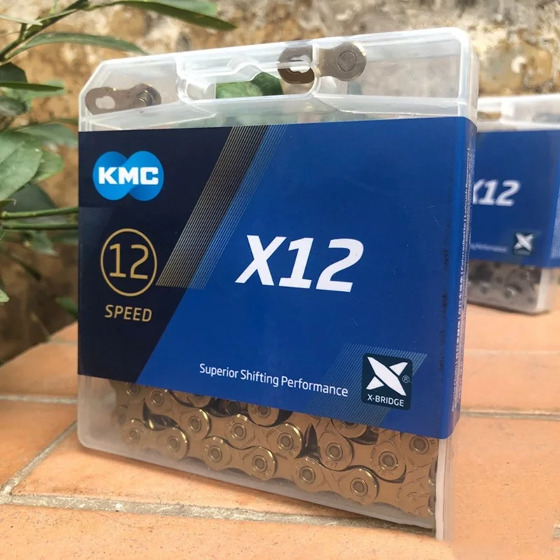 KMC X12 12 Скоростей 126L MTB цепь для горного велосипеда s Золотая с волшебной кнопкой