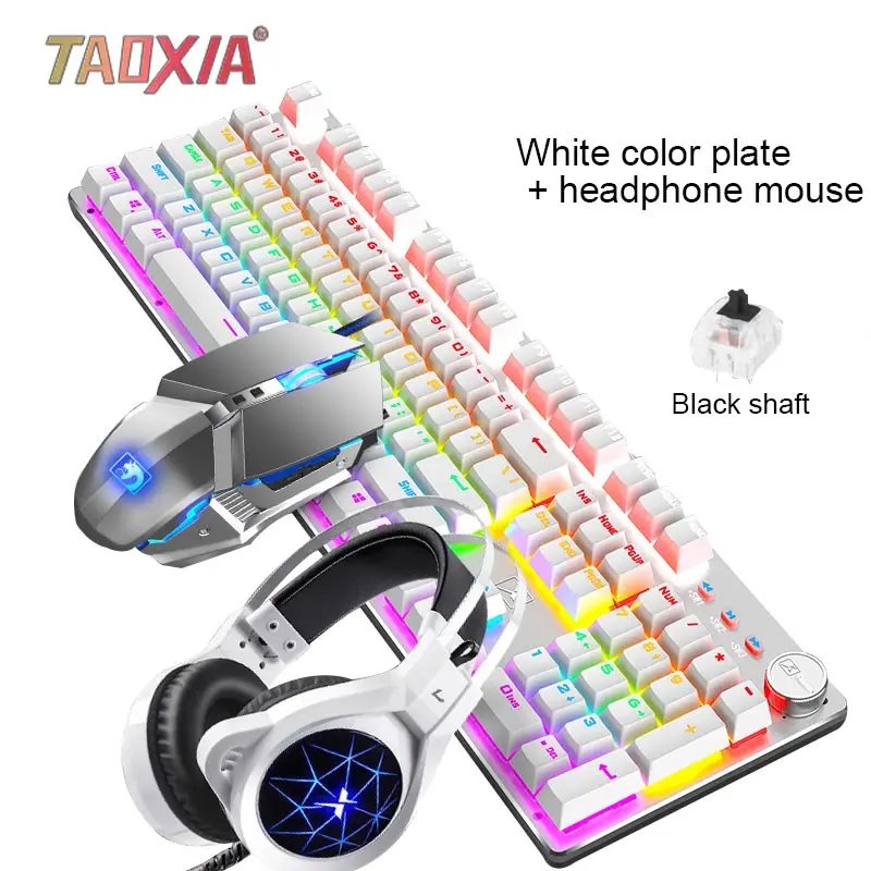 

Multi-function Knob Really Mechanical Keyboard Mouse Set Eat Chicken Game Headset Esports Three-piece USB Peripherals