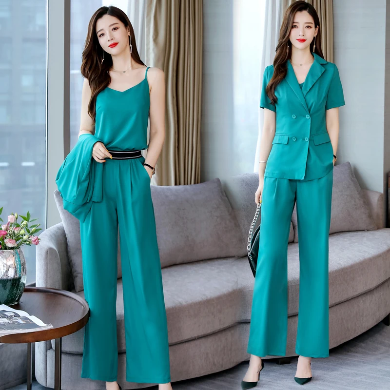 Женский летний деловой костюм из органической кожи с высокой талией коротким