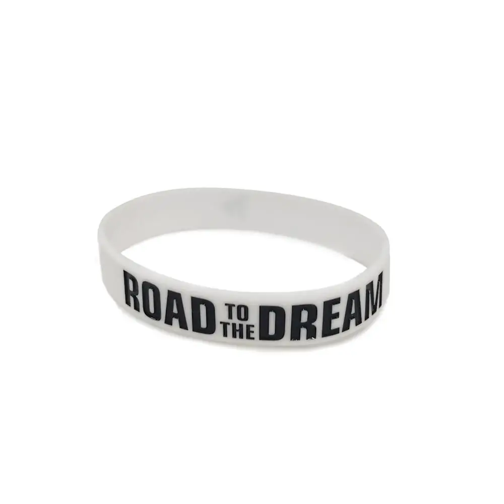 white "Дорога к мечте" never give up "," мотивационные Браслеты силиконовой резины; цвет черный, серый, винный вдохновляющие Браслеты подарки - Окраска металла: white