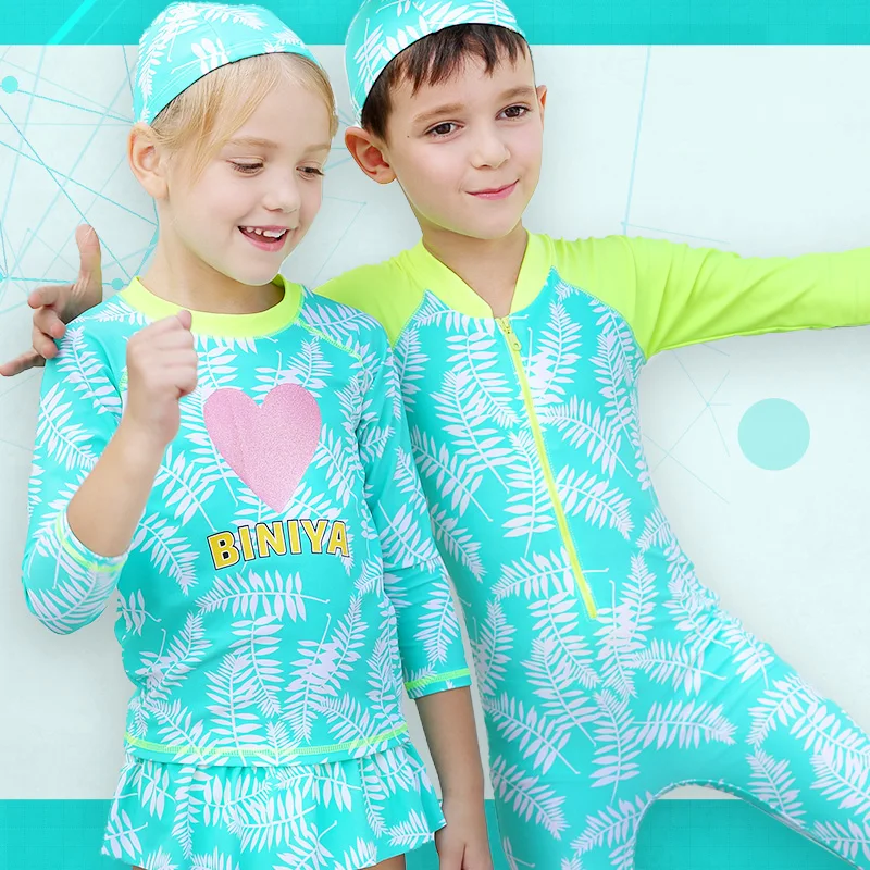 Детский купальный костюм с защитой от солнца UPF50 + комбинезон цельный капюшоном