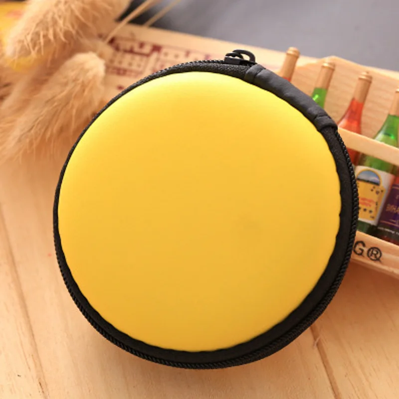 round yellow Жесткий чехол для хранения, водонепроницаемые сумки для ключей, держатель, коробка, наушники для путешествий, сумка, кабель для sd-карты, наушники-вкладыши - Цвет: round yellow