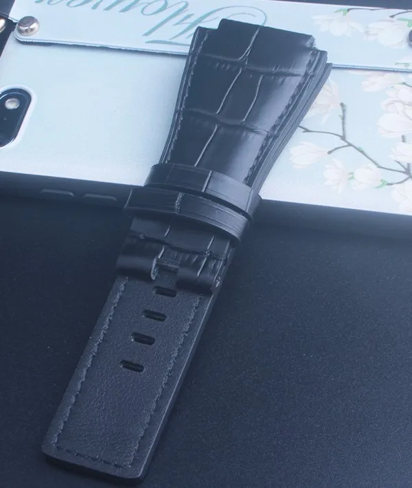 Black no buckle Черный коричневый синий Аллигатор узор кожаный ремешок для часов Ремешок для Bell& Ross BR-01 и BR-03 черная пряжка - Цвет ремешка: Black no buckle