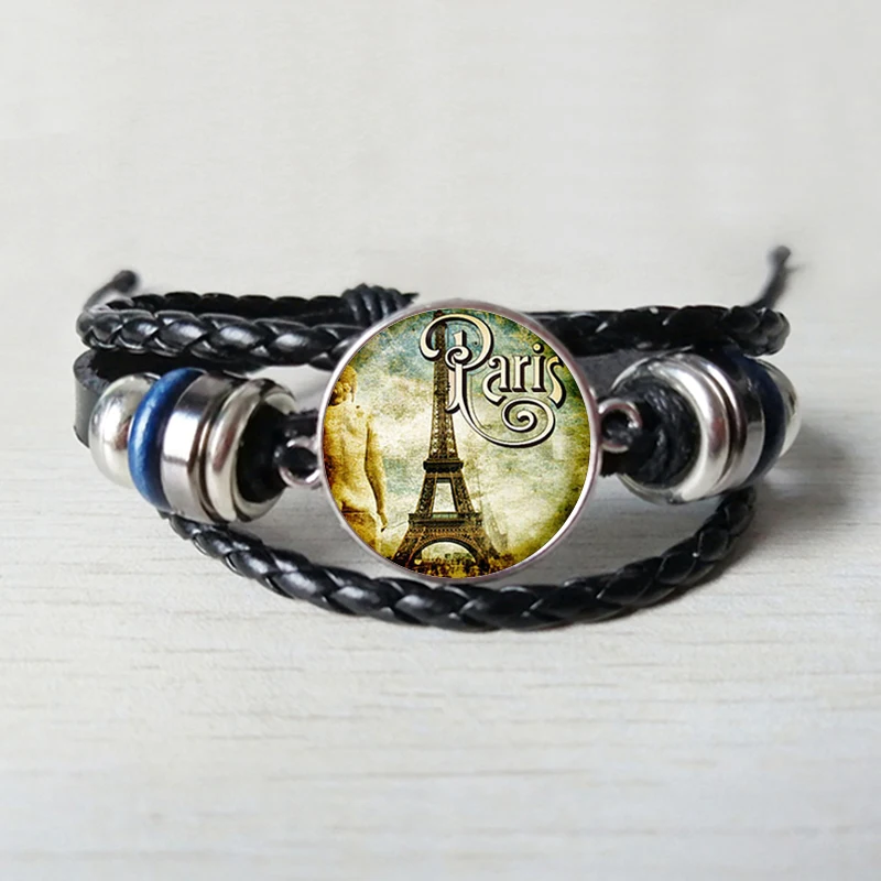 

New Crafts Jewelry Accessories French Paris Eiffel Tower Leather bracelet