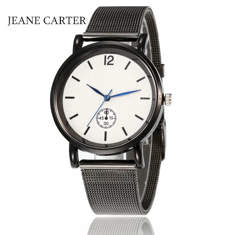 Мужские часы мужские от лучшего бренда роскошные черные наручные с сеткой Прямая