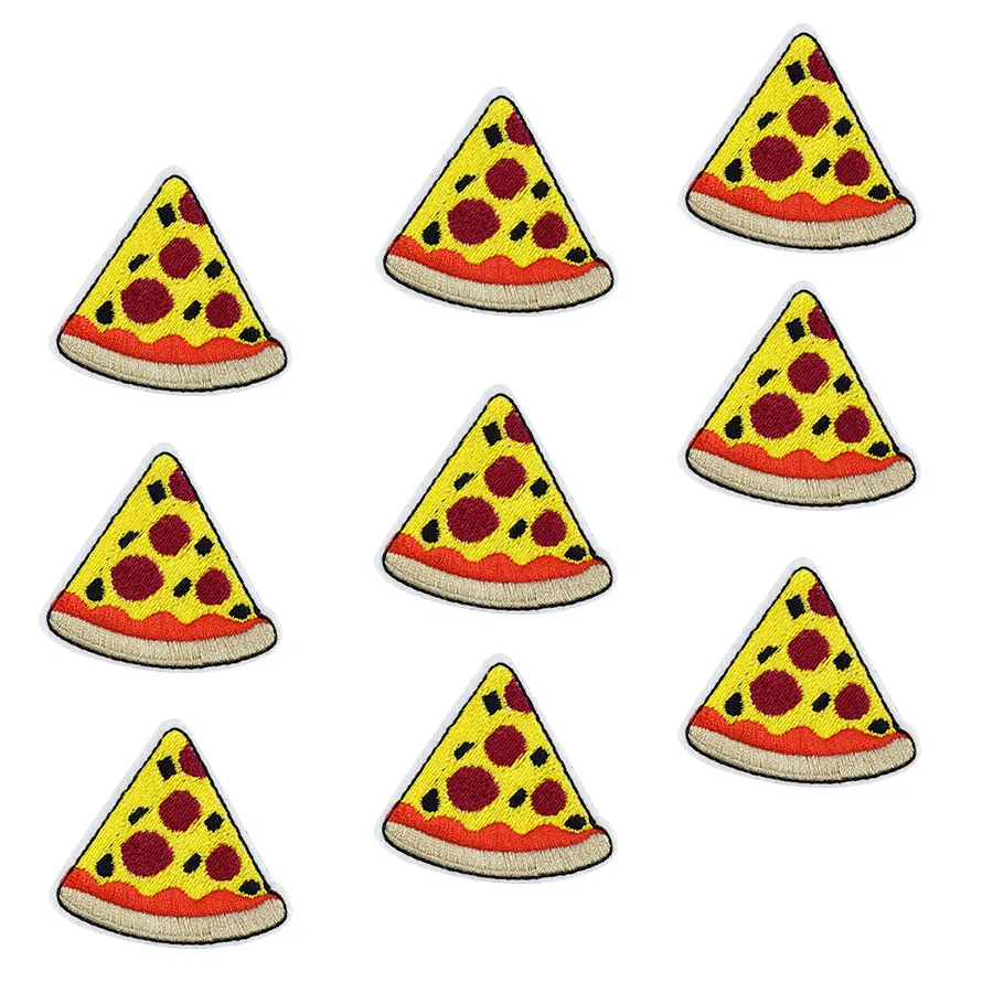 DIY Pizza Patches Stripe for Clothes Iron on Applique Embroidered Patch Labels Embroidery Sew Accessories for Kid Clothes 10PCS