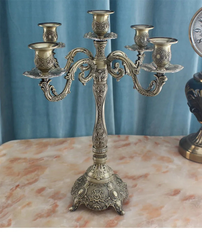 Европейские Классические 5 держателей подсвечников из сплава металла